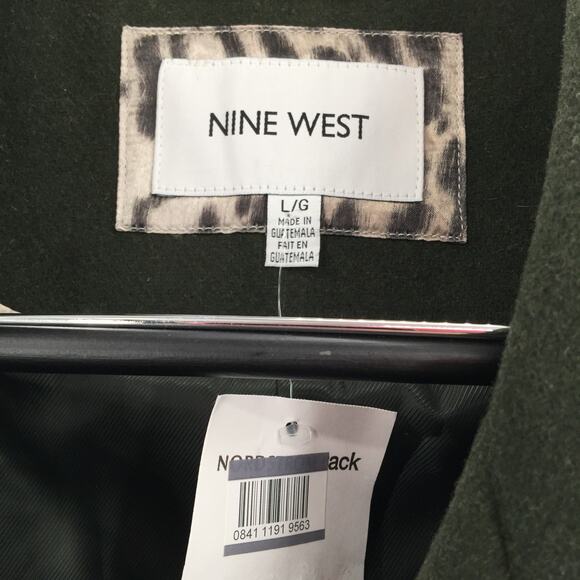 Nine West Wool Blend Winter Coat Jacket Front Full Zip Solid Green Size Large - Picture 5 of 8